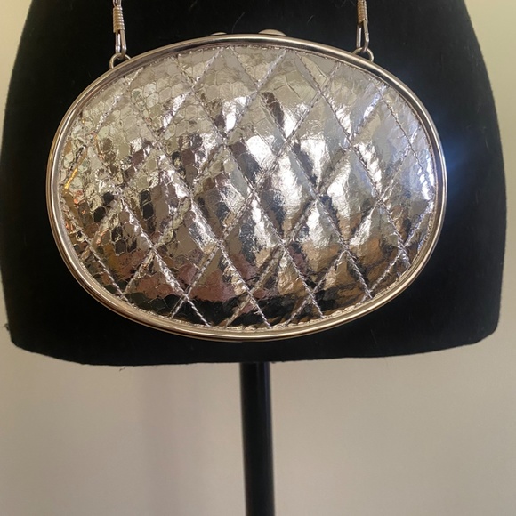 Silver Tuck and Roll Design Evening Bag - Picture 4 of 4